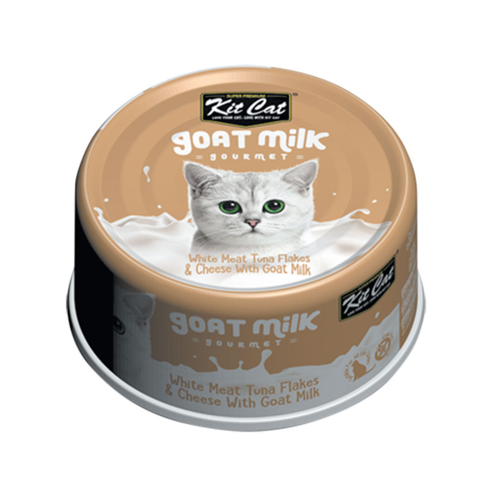 Kit Cat Gourmet White Meat Tuna Flakes & Cheese With Goat Milk 70g (24 cans)