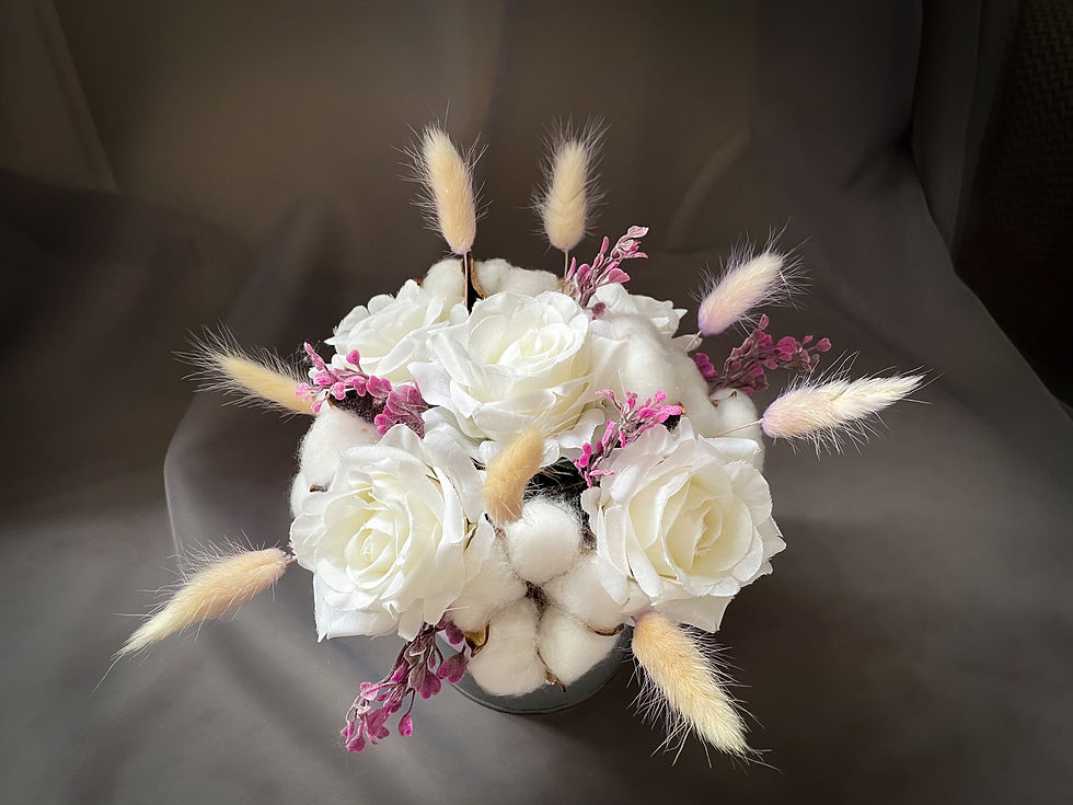 Dried and artificial flower centerpiece