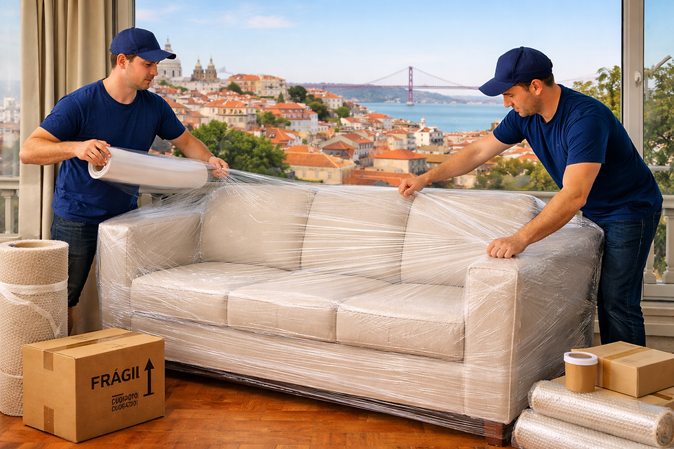 Transporte de sofá em Lisboa com embalamento seguro e equipa profissional Mudacomigo