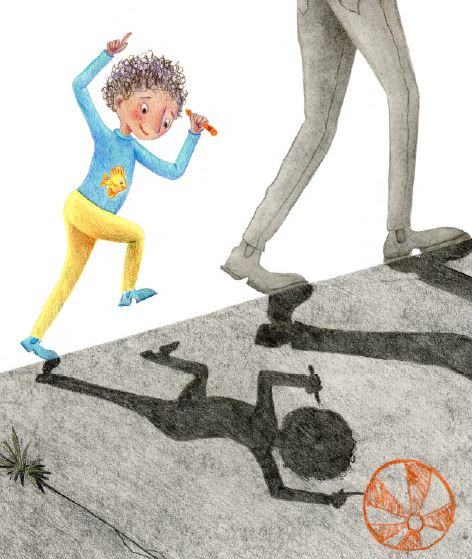 A snippet from one of Lily Emo's illustrations that lead to her win in the 2020 Margaret Mahy Illustration Prize – appropriately shadowy to match with the book we're looking at in more detail!