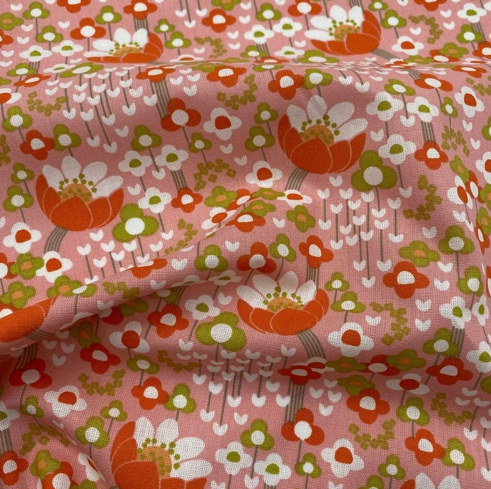 Bloemen retro roze multicolor