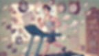 A thin young man in his 20s exercising on a treadmill, surrounded by flying papers and clocks, looking anxious as he struggles to keep up with tasks and time. Anorexia, Bulimia, Binge Eating, ARFID, Autism, ADHD, The Eating Disorders Clinic
