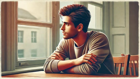a young man sitting at a table contemplating how to seek support at the eating disorders clinic