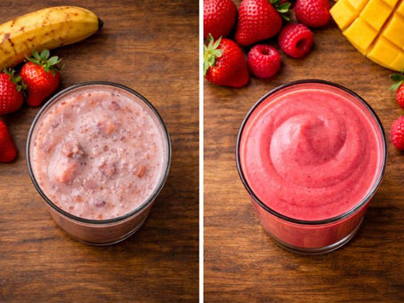comparación entre licuadora potente y licuadora básica para smoothies cremosos