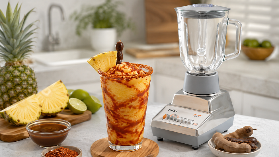 Chamoyada de piña con tamarindo preparada en licuadora