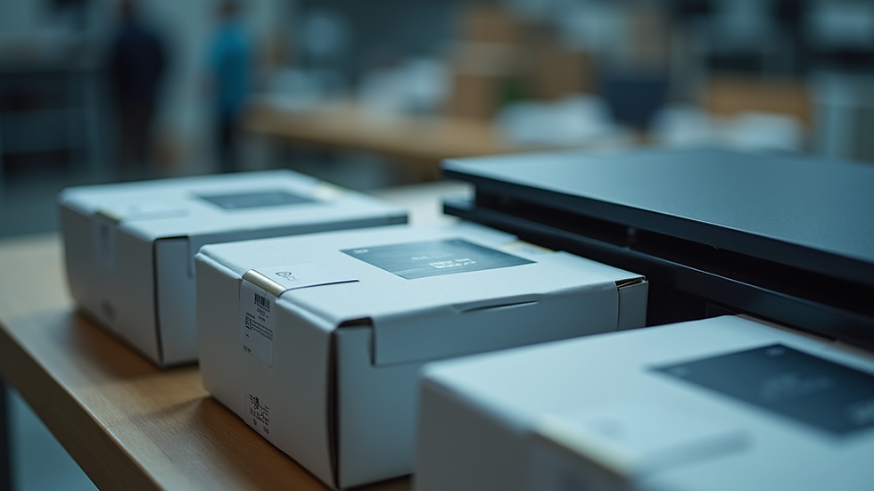 Close-up view of secure packaging for IT equipment