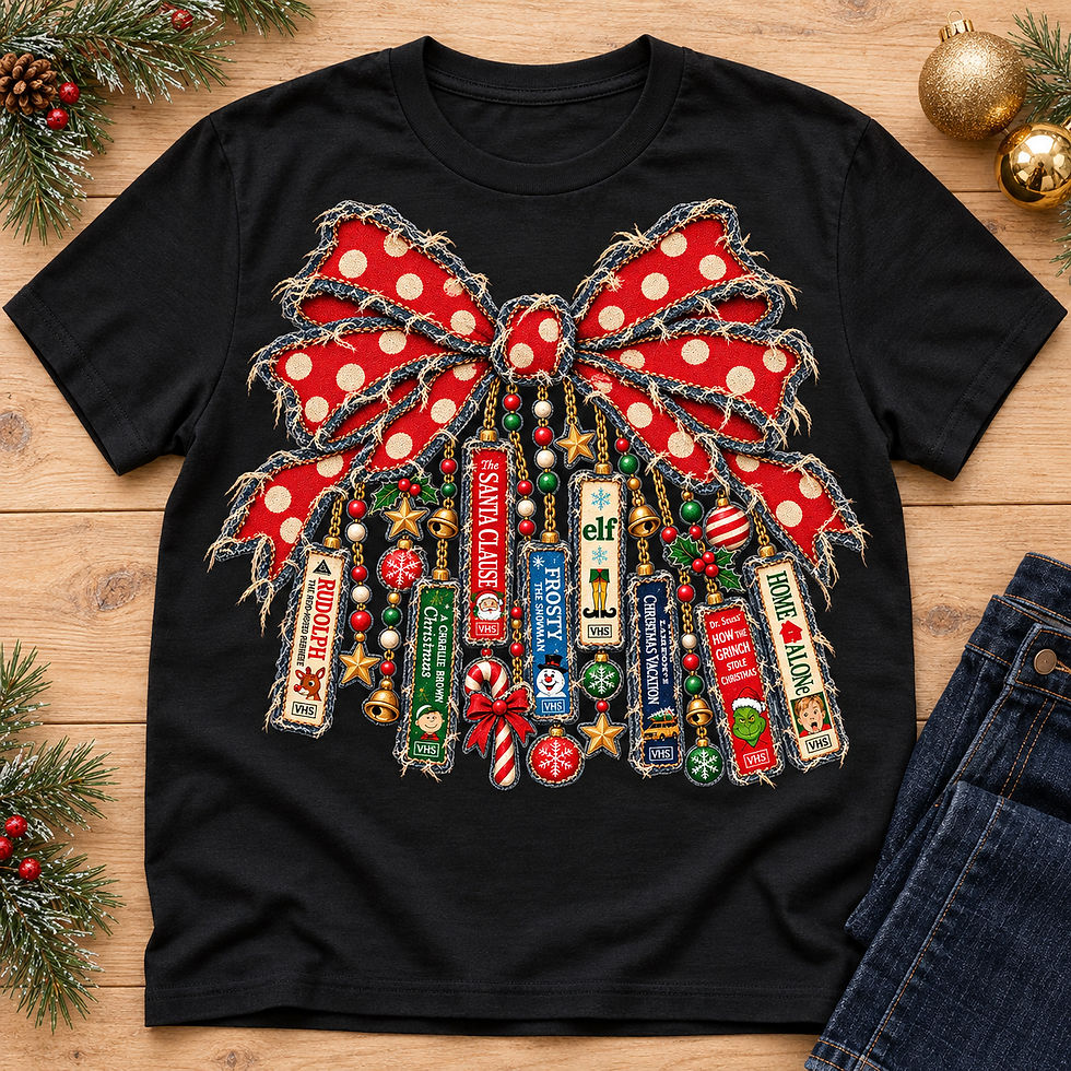 Thumbnail: Christmas Movie Bow Graphic T-shirt
