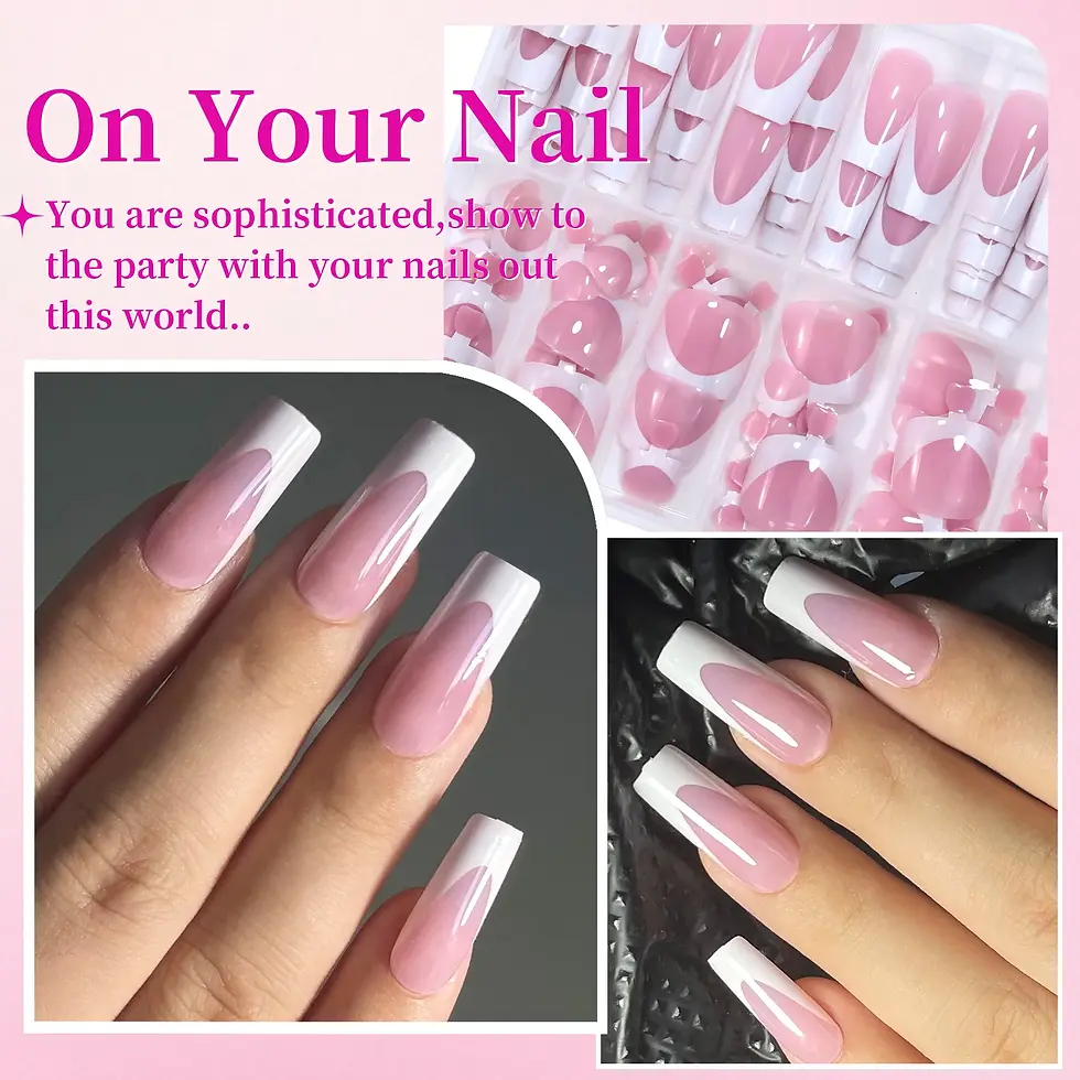 Miniatura: 144pcs French Hand and Foot Wear Nail Set Summer Short Square Shiny False