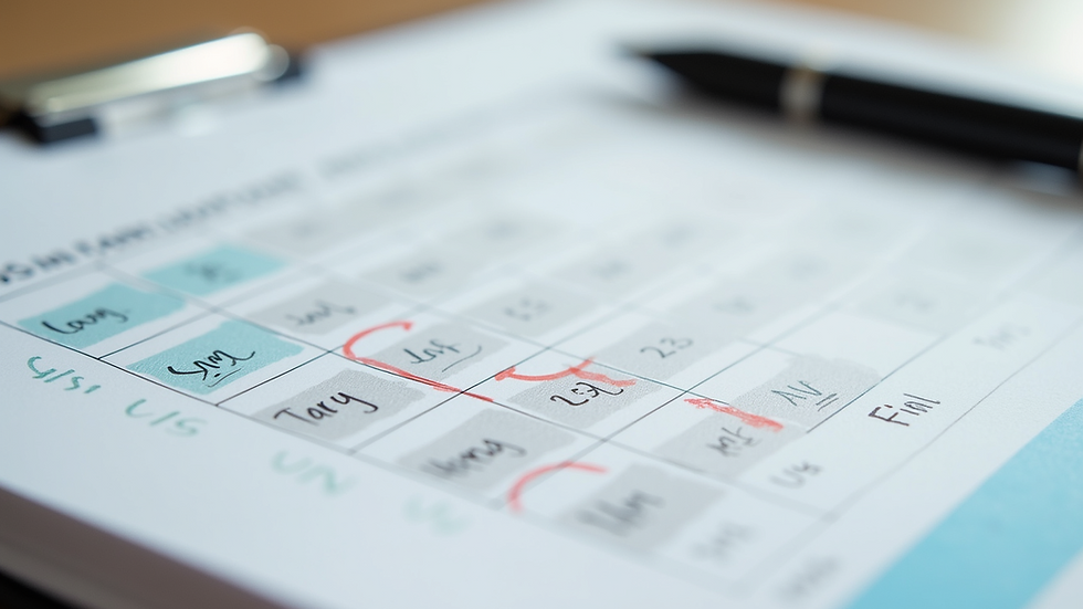 Close-up of a calendar with marked savings and investment dates