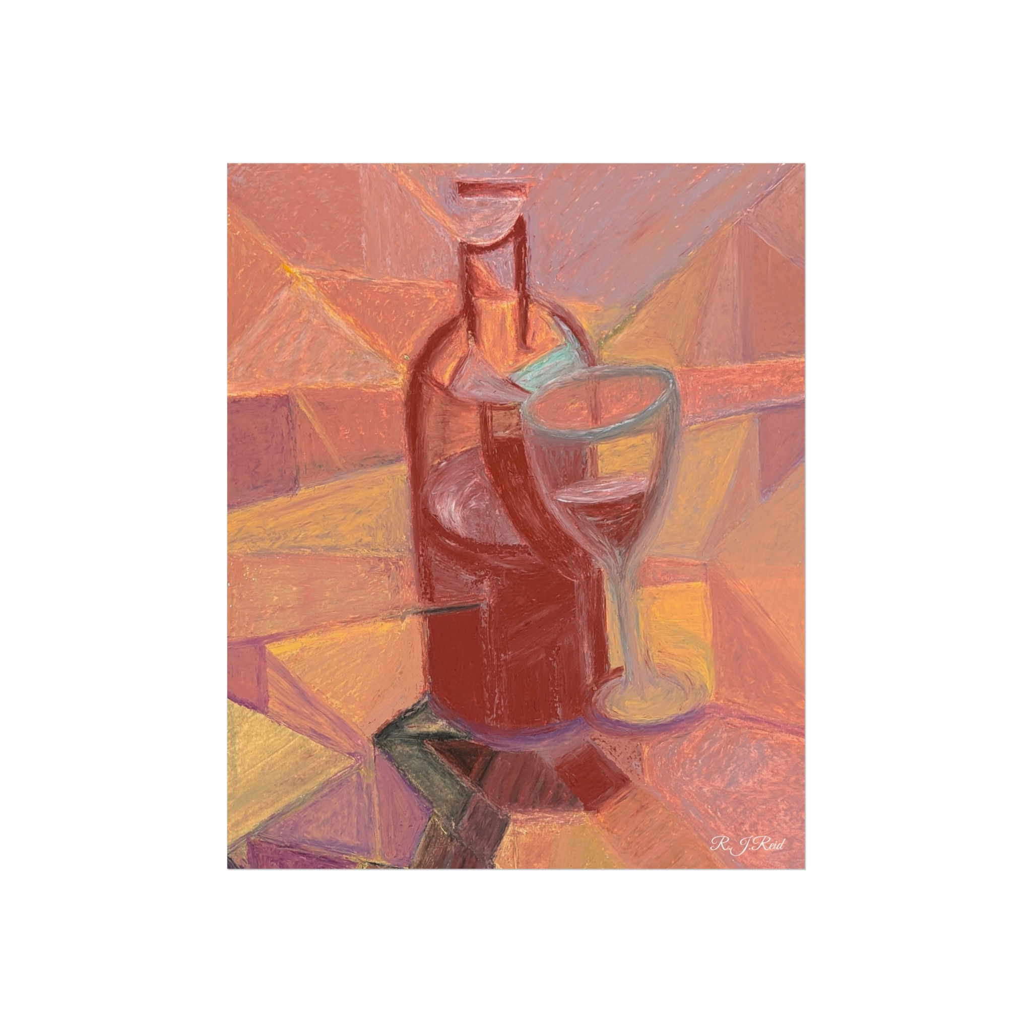 Memories Of Provence — Cubist Wine Bottle & Glass Print