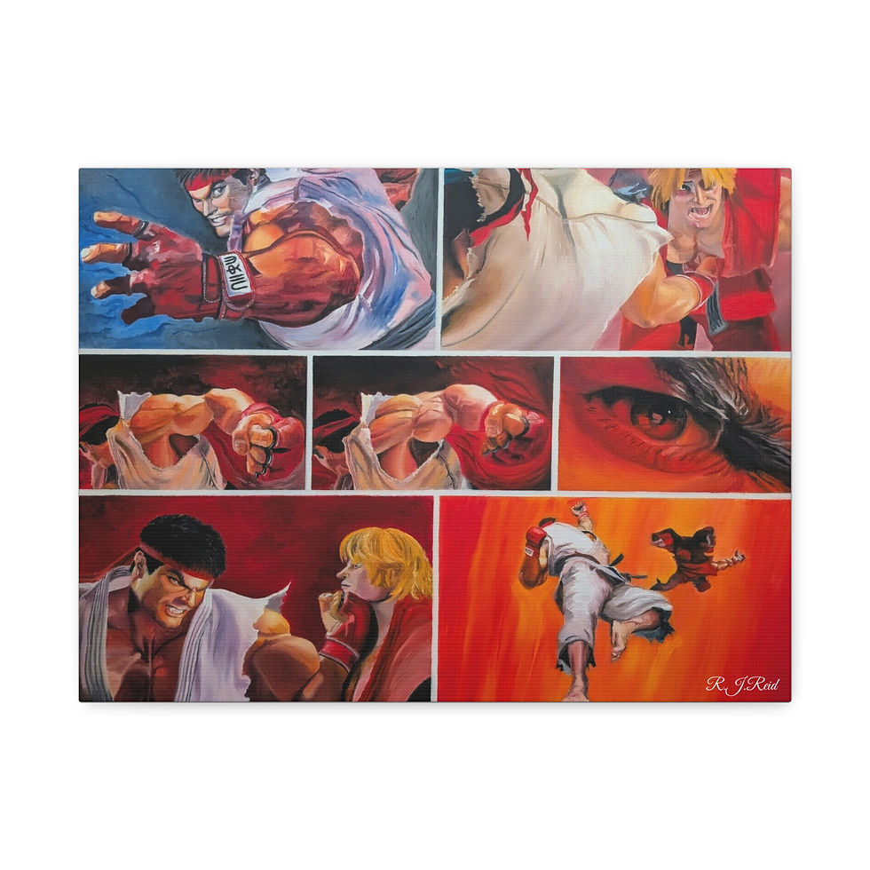 Thumbnail: Ryu Tribute, Canvas Art - Ryu vs Ken Fight Scene