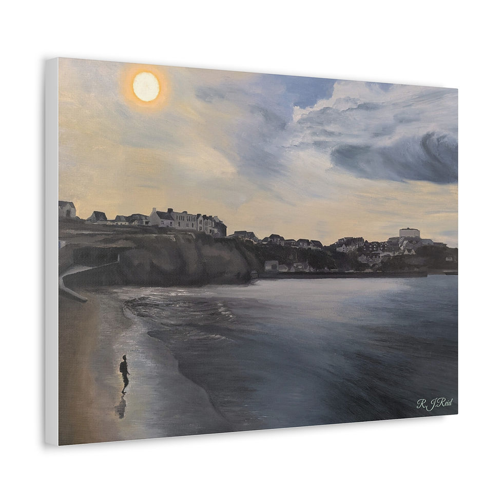 Thumbnail: Newquay Beach, Cornwall - Stretched Canvas Wall Art 