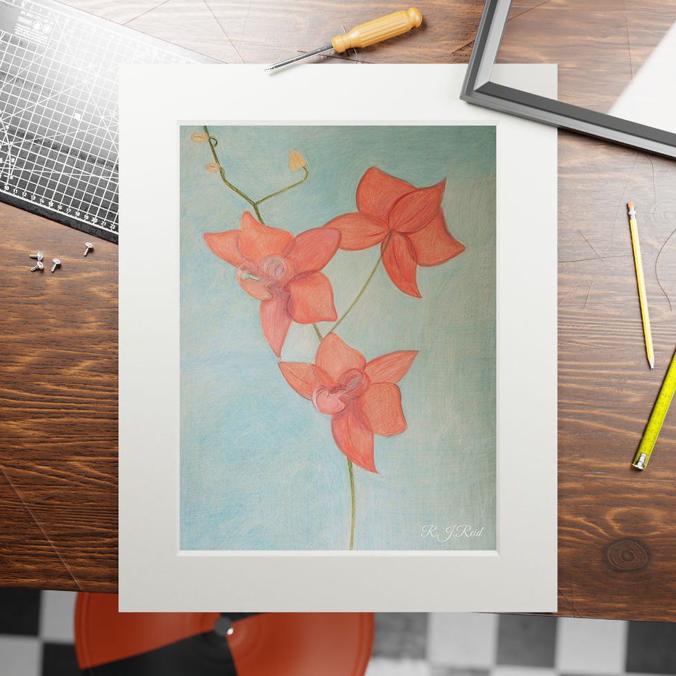 Thumbnail: Orchid In Bloom, Botanical Fine Art Print —  Passepartout Frame