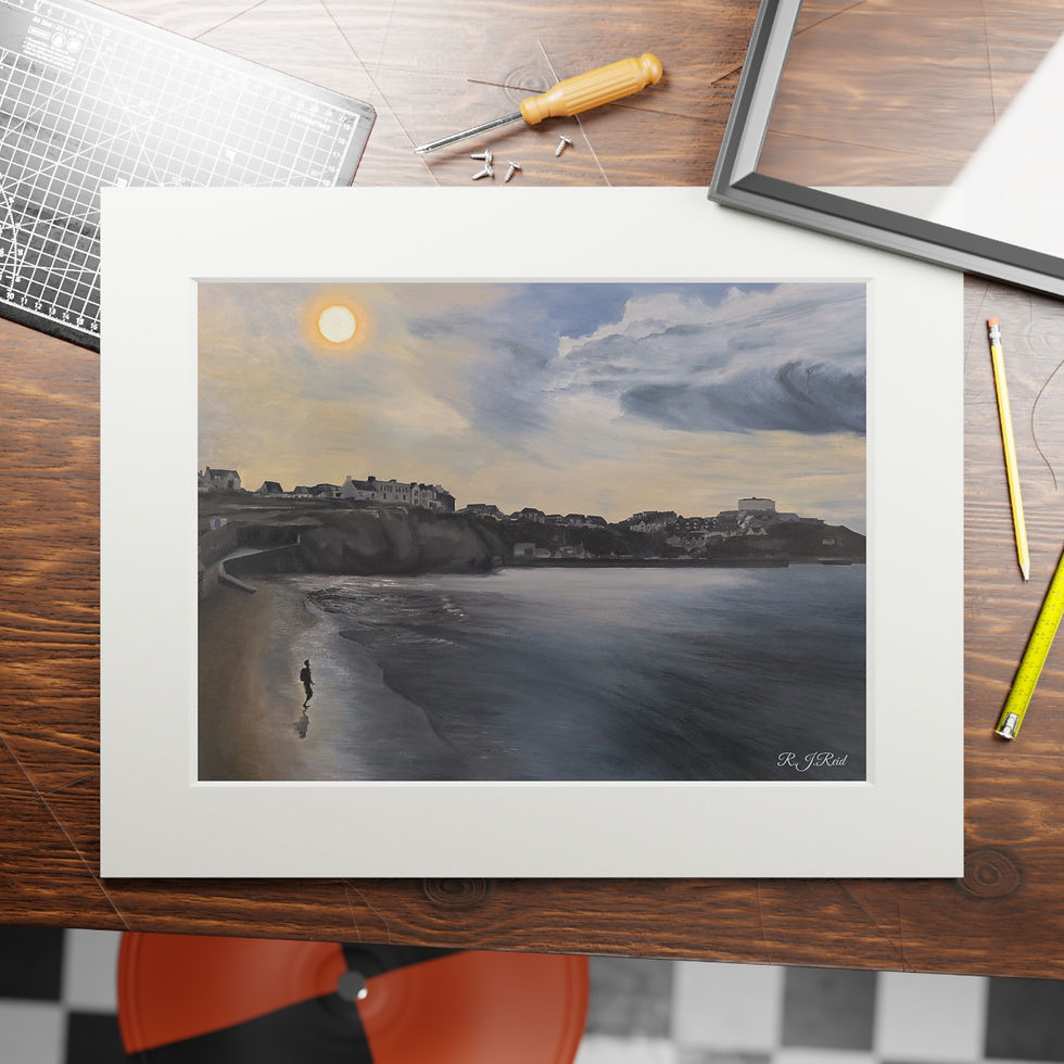 Thumbnail: Newquay Beach,Cornwall - Fine Art Print with Passepartout Frame