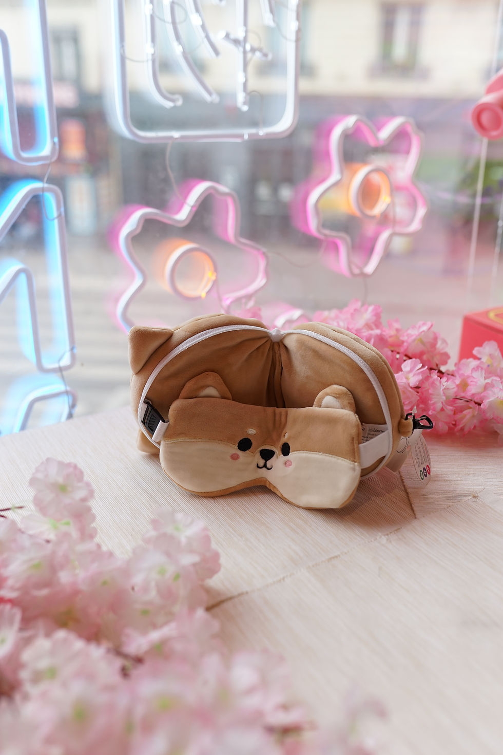 Coussin de Voyage  2-en-1 avec Masque Yeux - Shiba