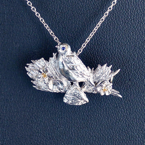 ライチョウのペンダントブローチ1羽タイプ | ライチョウエイド