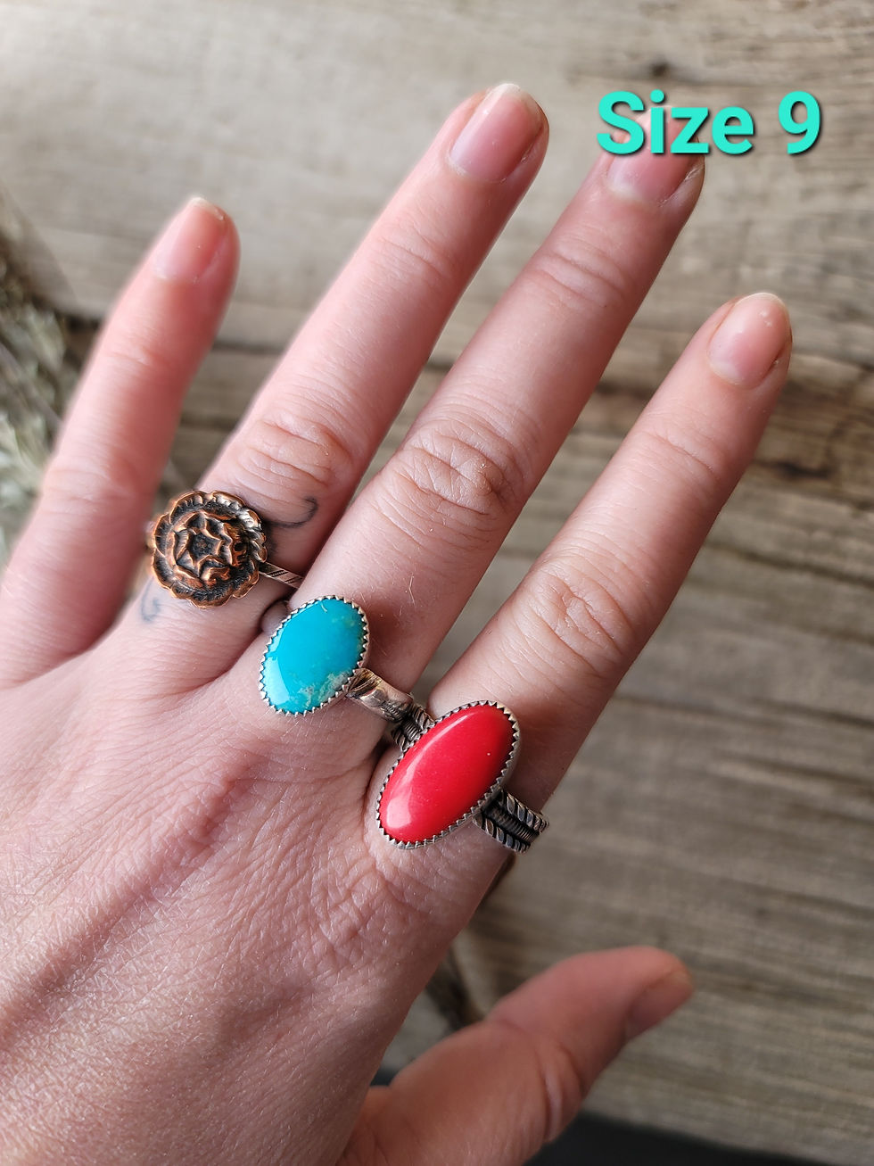 Thumbnail: Fox turquoise ring - size 9