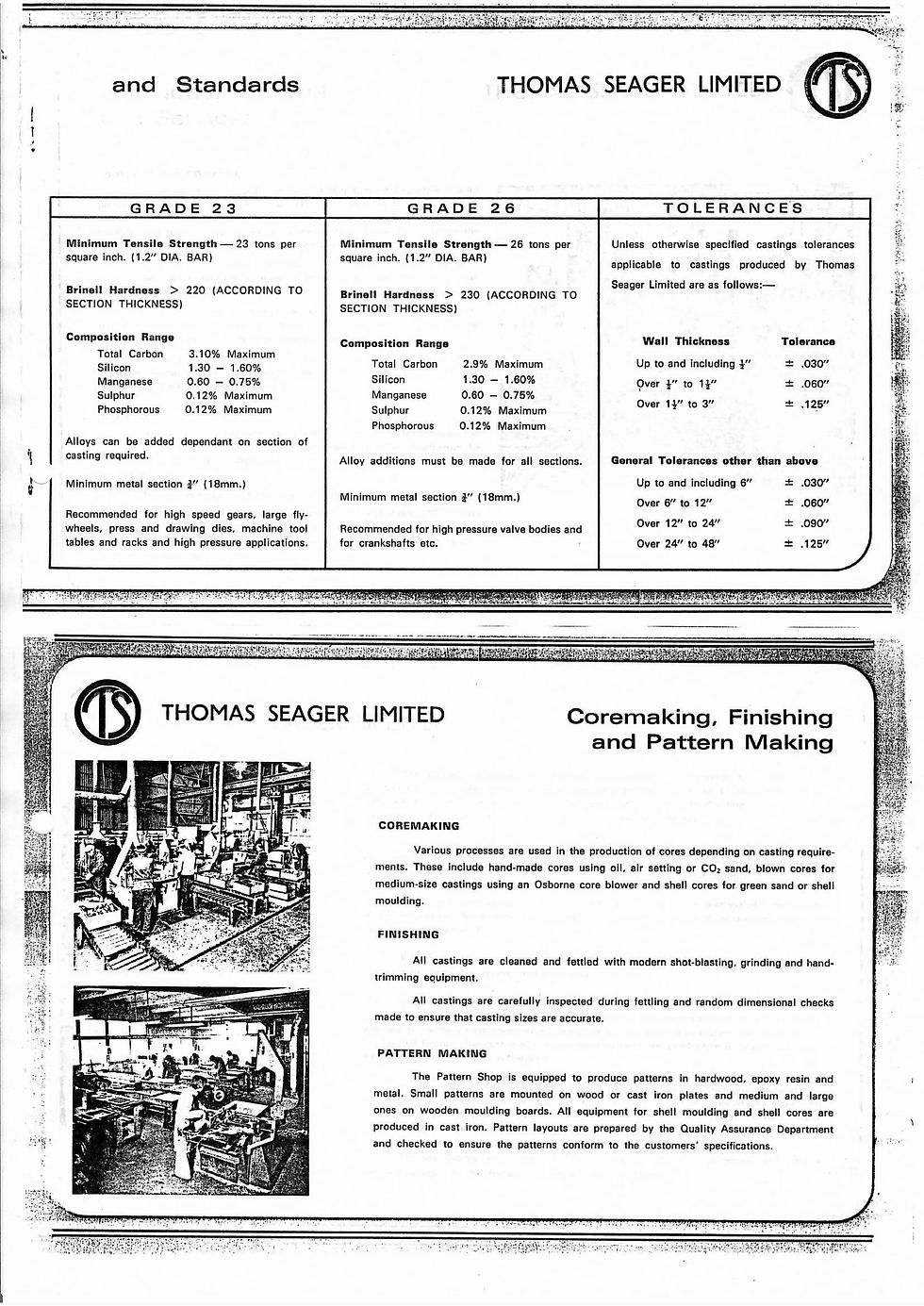 Thomas Seager Brochure believed to be from pre 1991