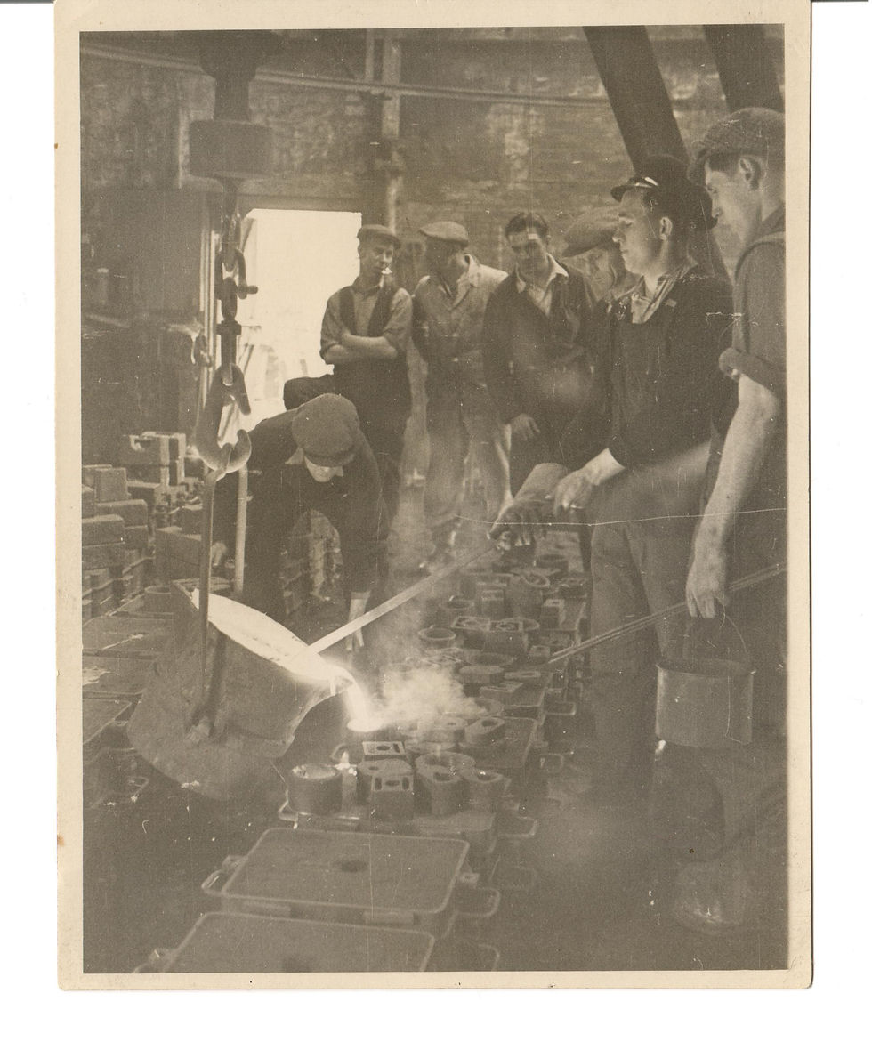Pouring smaller moulds, Brents site.