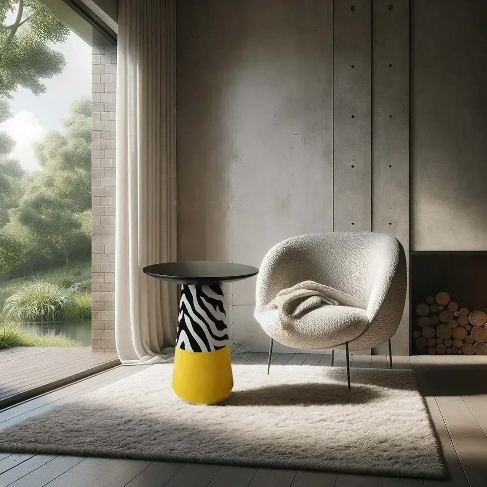 Thumbnail: Savana Jacquard Velvet Wooden Round Side Table