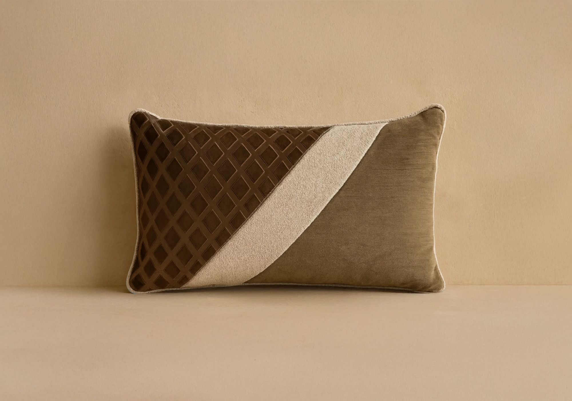 Beati Jacquard Satin And Chenille Patchwork Rectangular Cushion / Throw Pillow