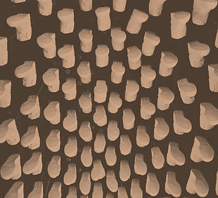 sepia toned abstract painted image of light blobs on a dark background.