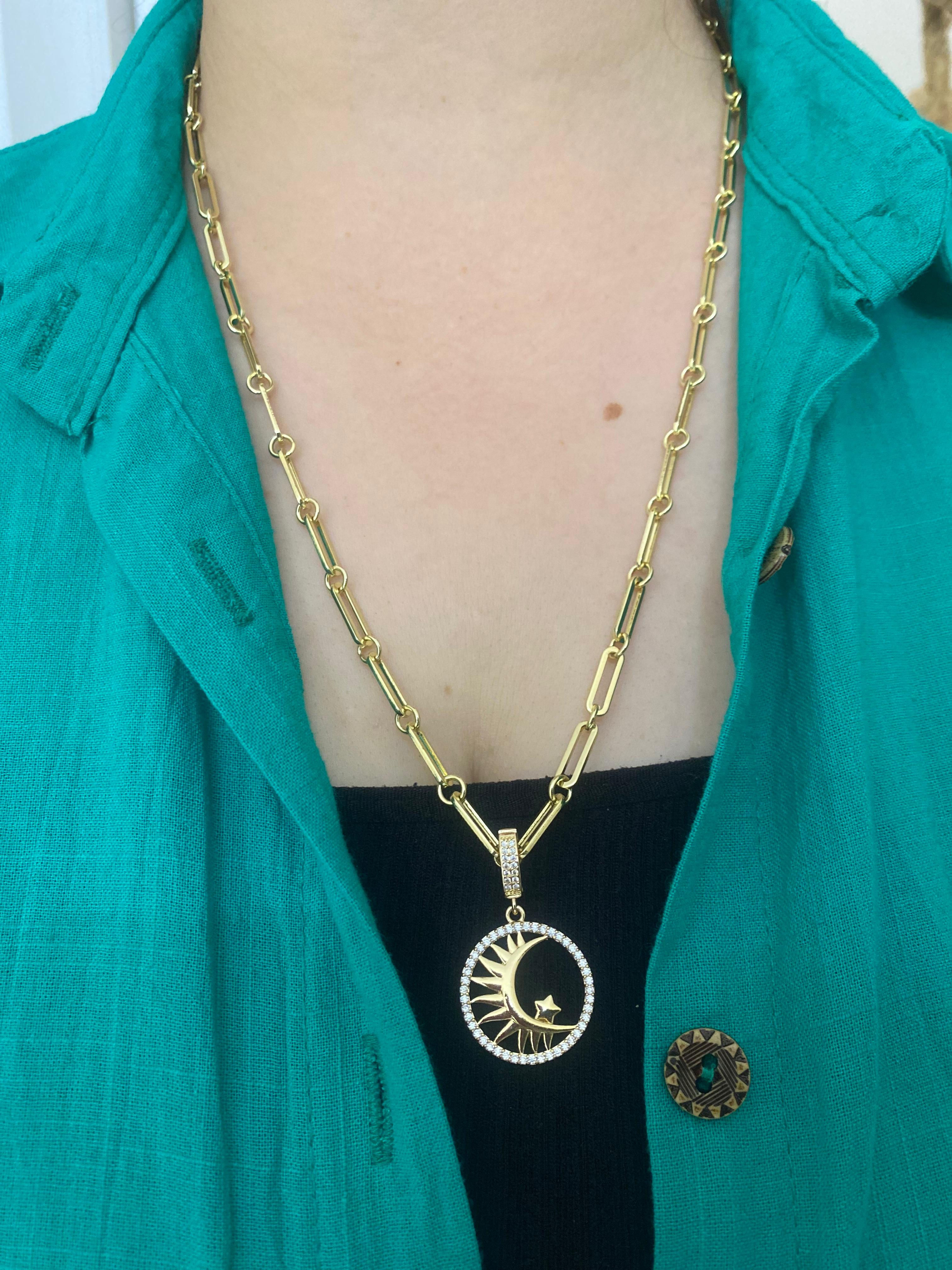 Ay Yıldız Taşlı Kolye 60 cm