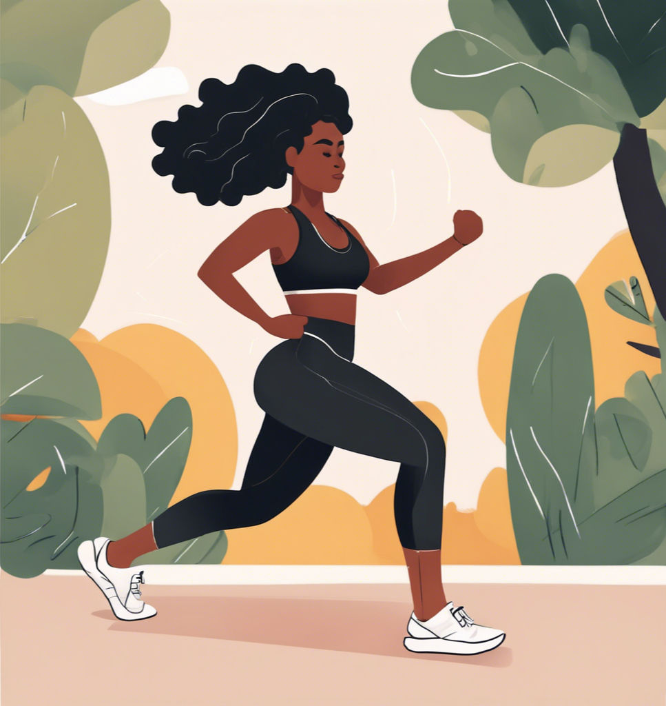 A black woman jogging outside during summer