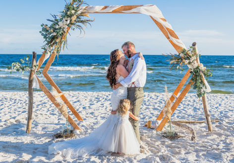 Gulf Shores wedding photographer bride and groom sunset beach