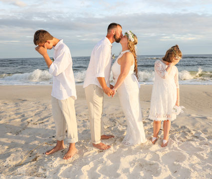 Fort Morgan wedding photographer beach sunset bride and groom