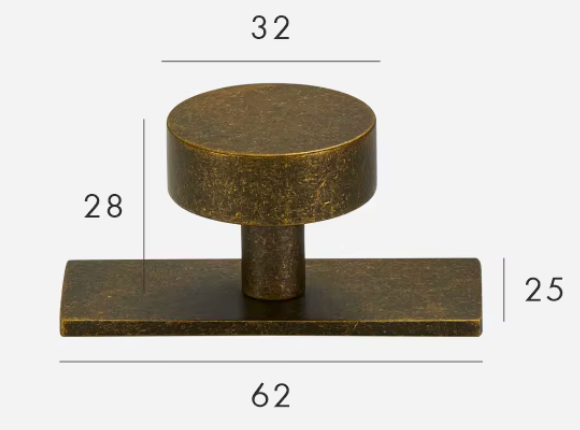 Thumbnail: Rustic solid brass crown cabinet and drawer knob with rectangular backplate and aged finish