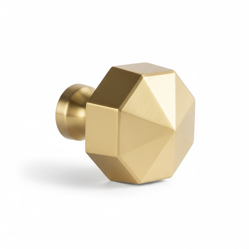 Thumbnail: Solid brass prism cabinet and drawer knob with faceted geometric design and brushed finish