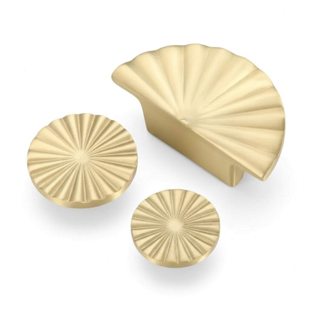 Solid Brass Luxe Fan Cabinet Handle Collection