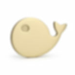 Solid brass whale cabinet and drawer knob with smooth rounded silhouette and brushed brass  finish