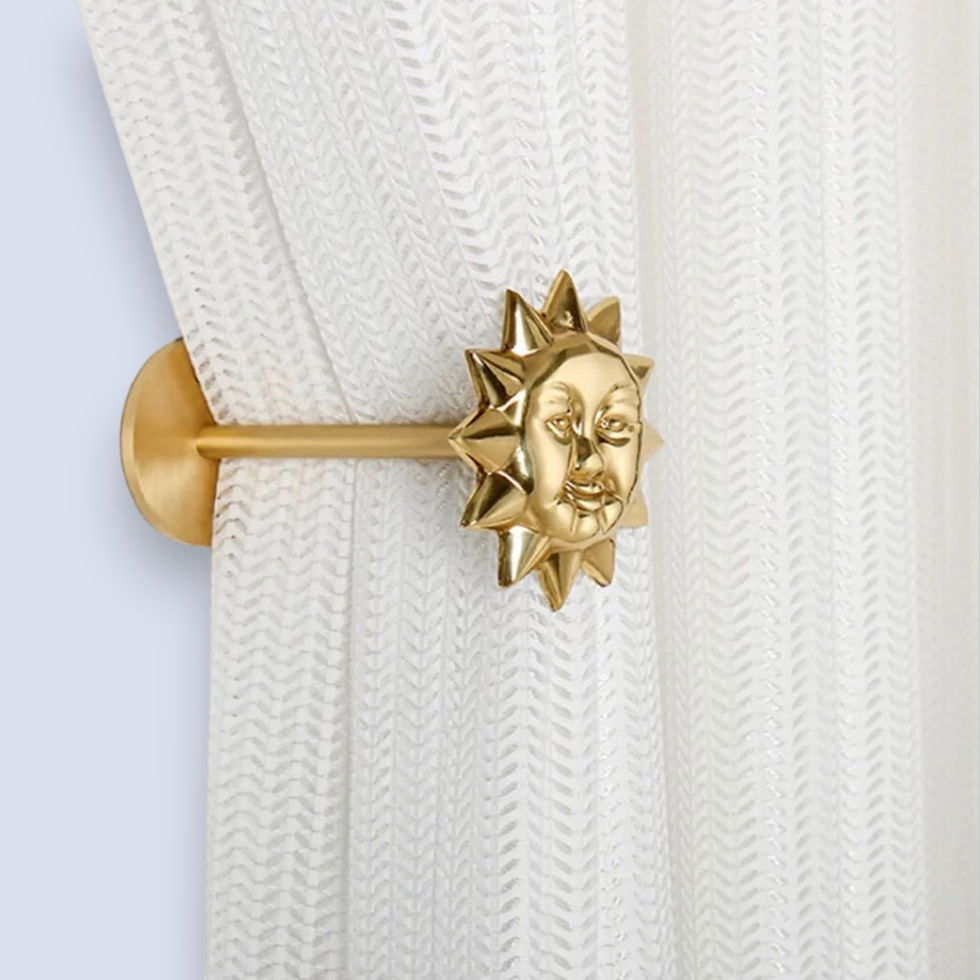 Thumbnail: Solid Brass Sun Moon Curtain Holdbacks