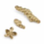 Golden botanical cabinet and drawer handle collection with sculpted leaf and floral motifs