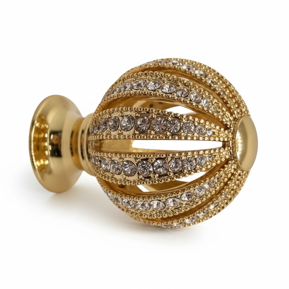 Thumbnail: Decorative gold cabinet knob with sparkly  inlay and crown-style design