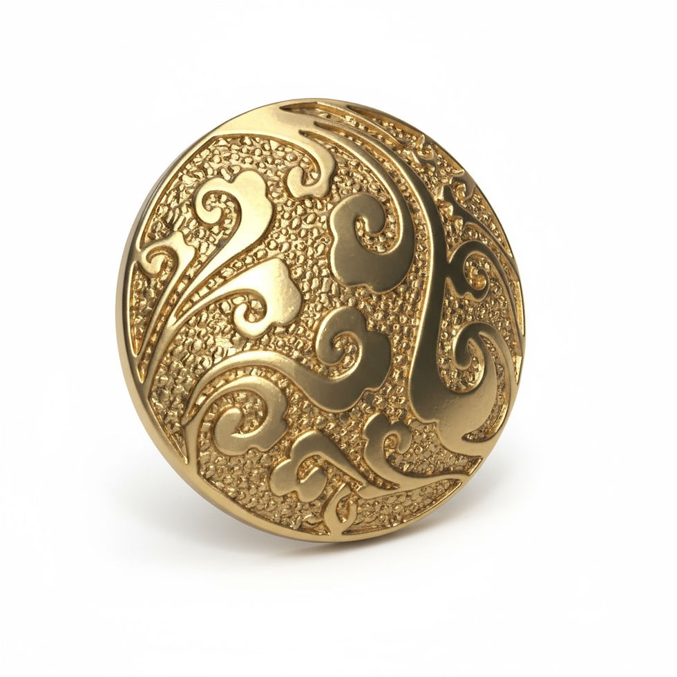 Thumbnail: Solid brass swirl cabinet and drawer knob with ornate raised scroll pattern and textured surface