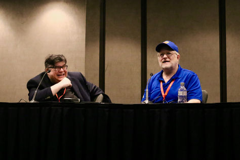 John Siuntres interviews Mark Waid for his Word Balloon podcast at Terrificon 2024