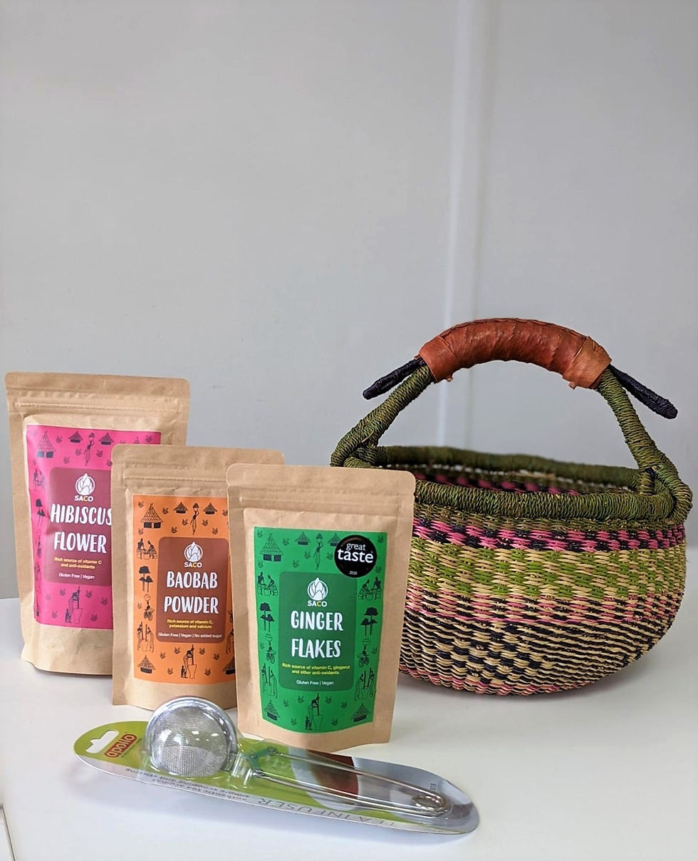 Thumbnail: Medium Handmade African Bolga Straw Basket