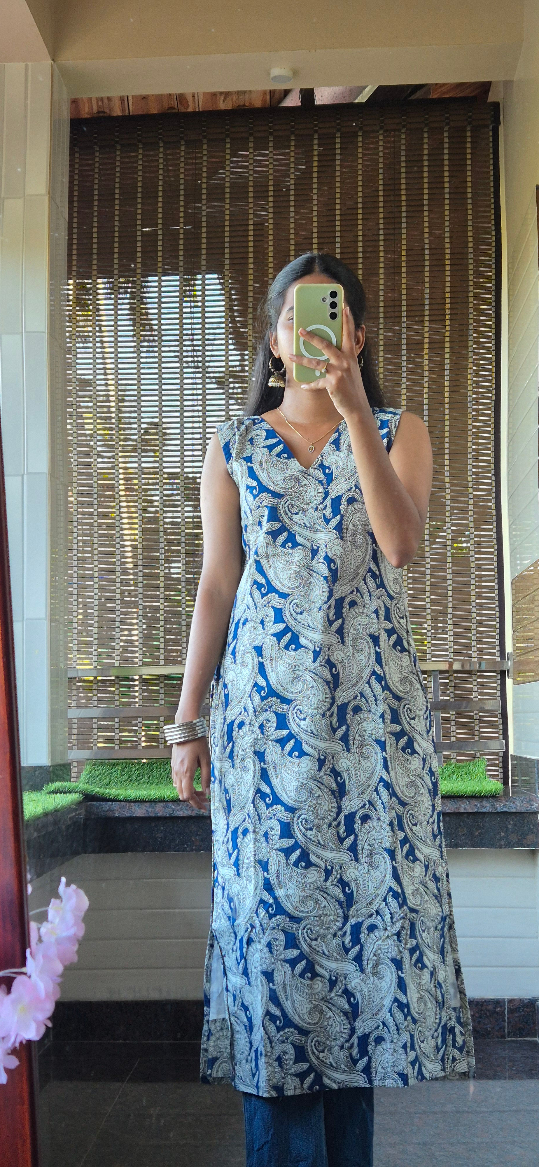 CKB100001 Blue block Print Pure Cotton Kurti