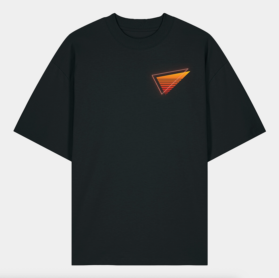 Thumbnail: Black Oversized T-Shirt (Orange/Red Logo)