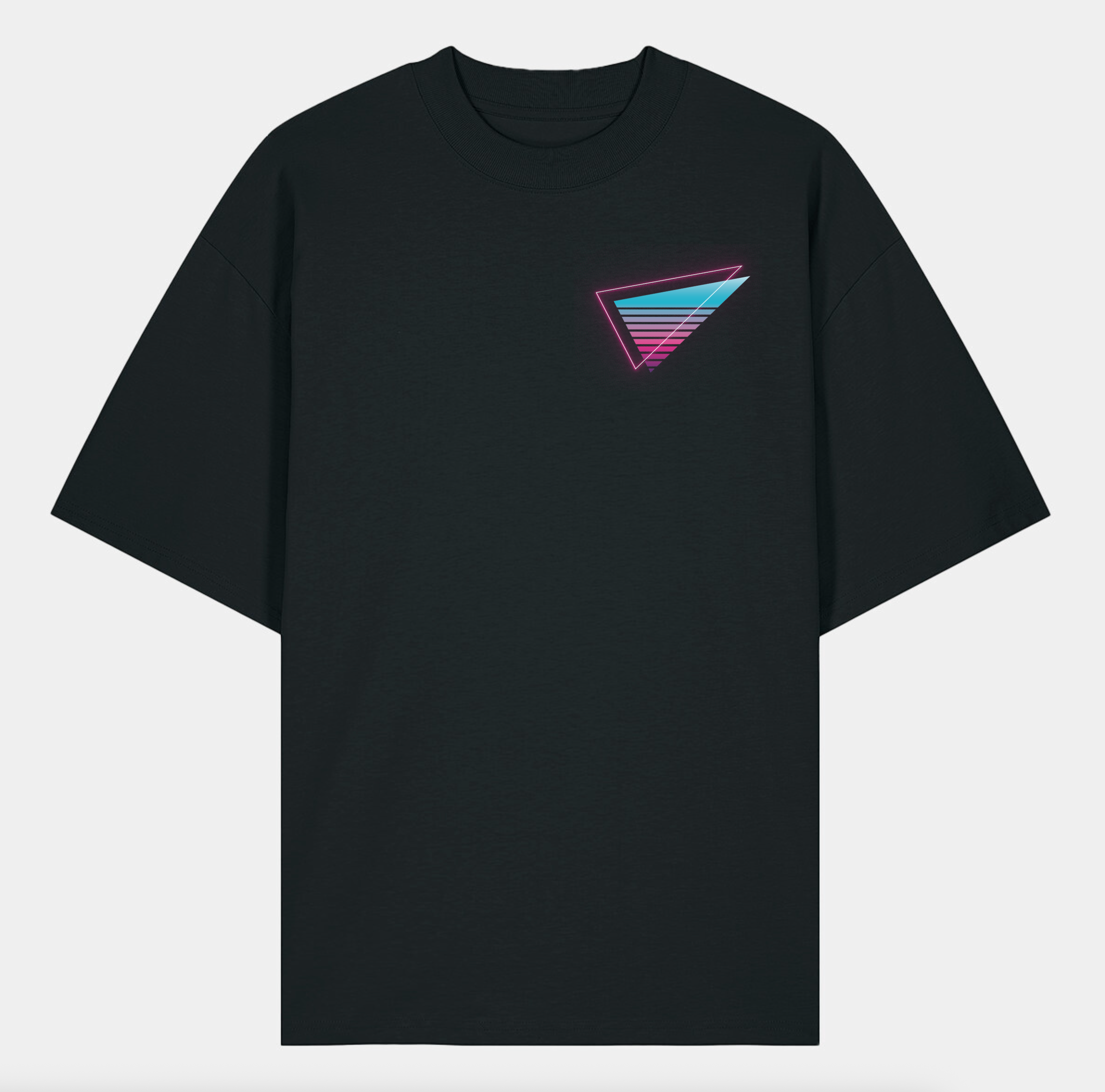 Black Oversized T-Shirt (Blue/Pink Logo)