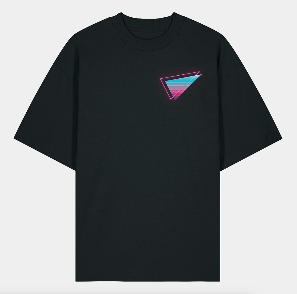 Thumbnail: Black Oversized T-Shirt (Blue/Pink Logo)