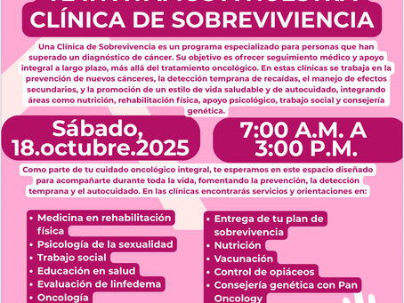 La Liga Puertorriqueña Contra el Cáncer y el Hospital Oncológico Isaac González Martínez invitan a la Clínica de Sobrevivencia