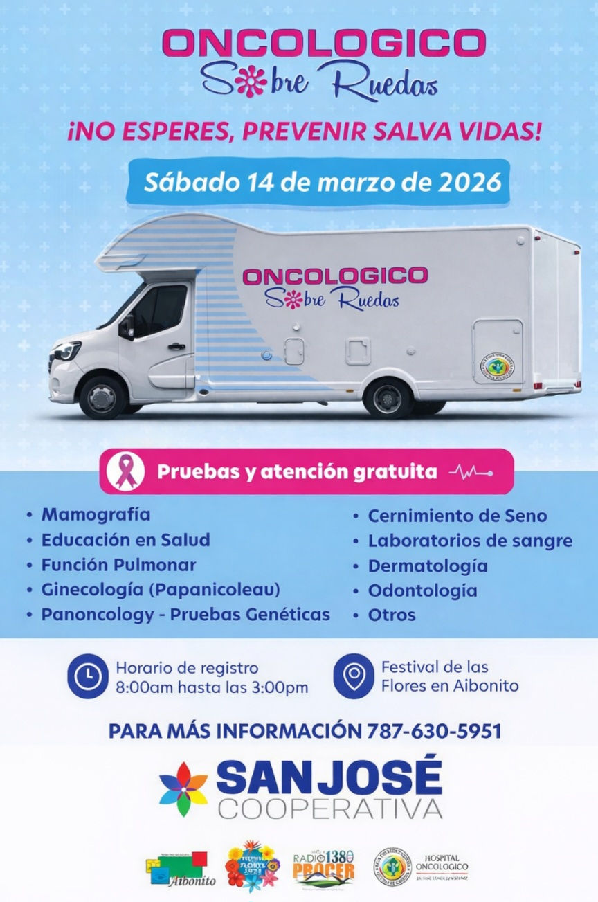 “Oncológico Sobre Ruedas” llega al pueblo de Aibonito el sábado, 14 de marzo de 2026