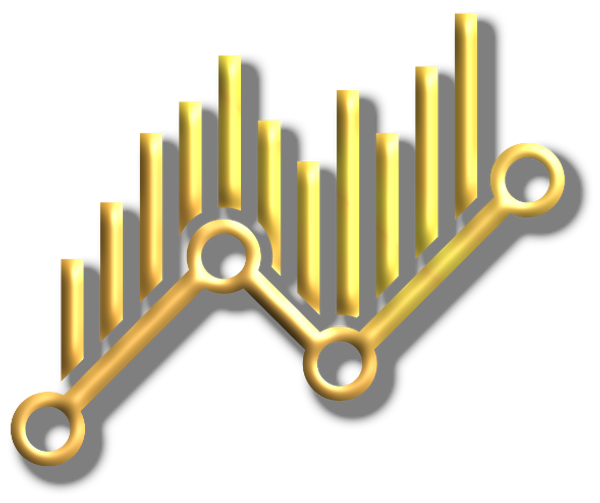 A gold financial growth chart representing business financing