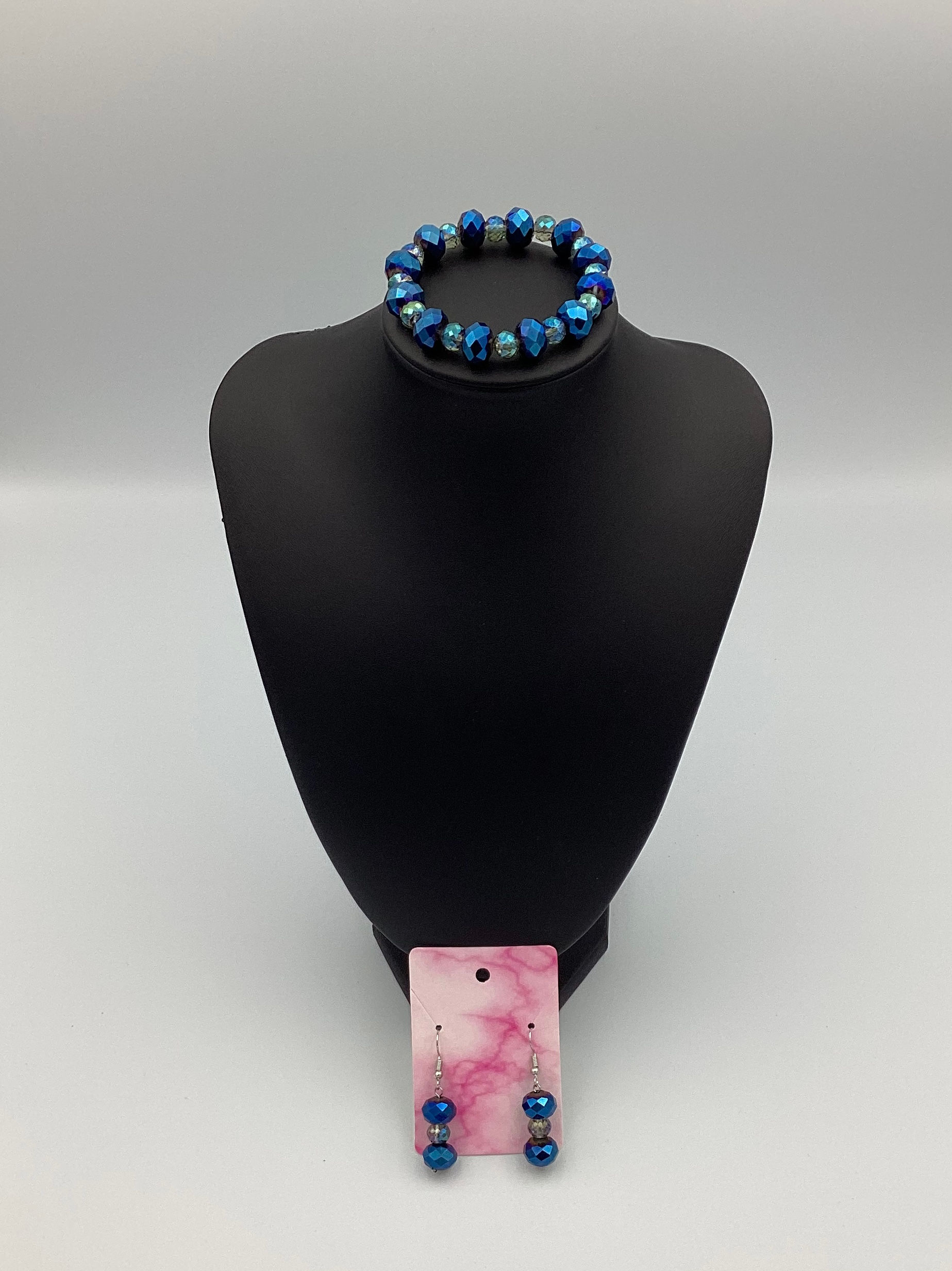 Turquoise - metallic  blue,  class bracelet/earring set