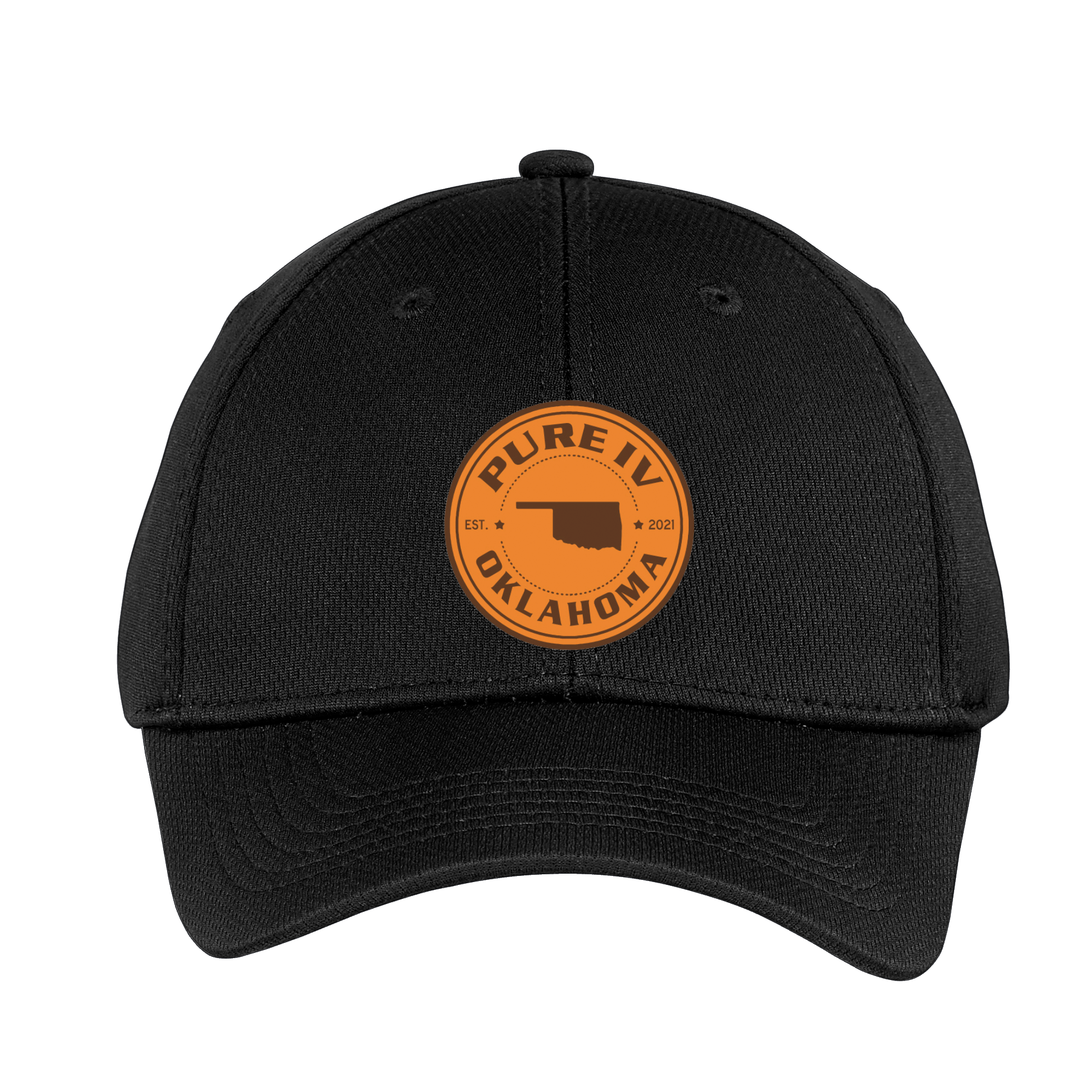Sport-Tek Youth PosiCharge RacerMesh Cap- PureIVOK Tan Leather Patch