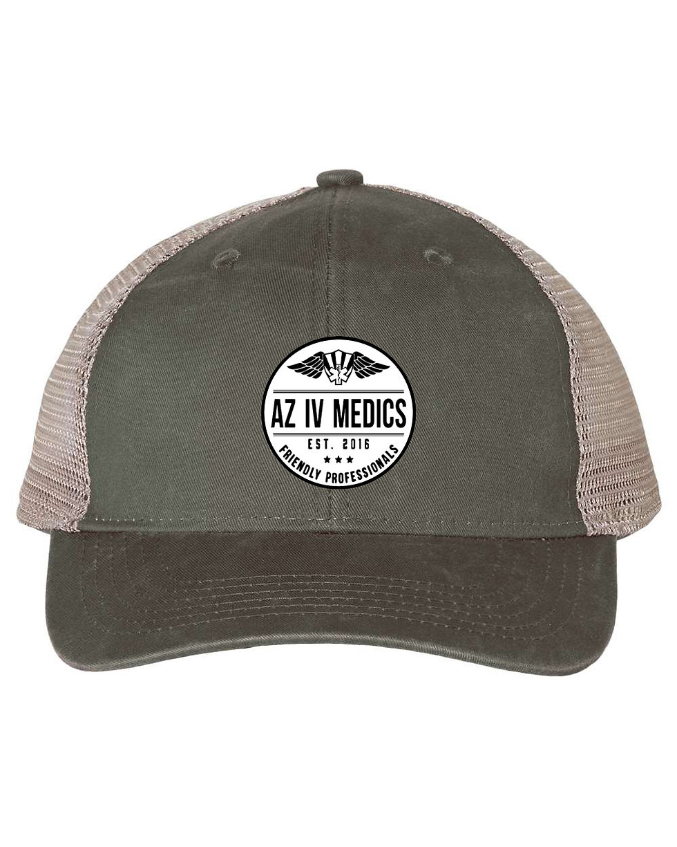 Thumbnail: Women's Ponytail Mesh-Back- AZIV Round w/ White Embroidered Patch